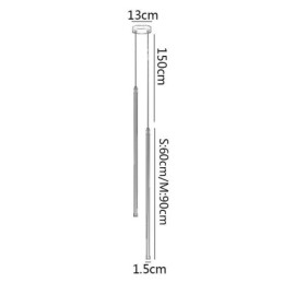 Lampada a sospensione Nordic Long Tube Island LED 2 luci 13x60 cm / 13x90 cm