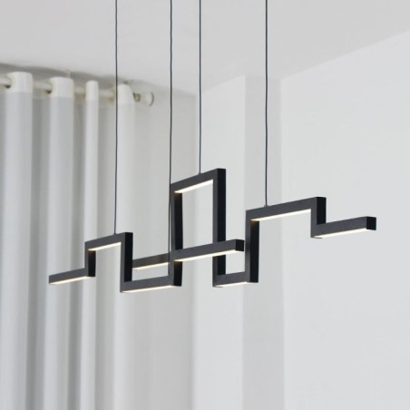 Lampadario a sospensione LED nero in acrilico 30W 24×121 cm