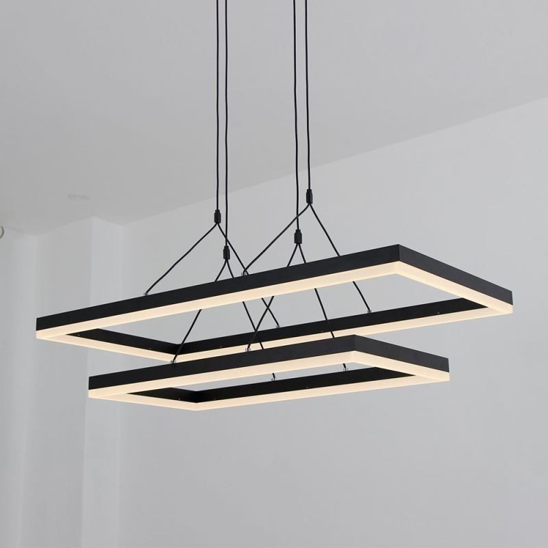 Lampadario LED moderno con cornice nera in acrilico