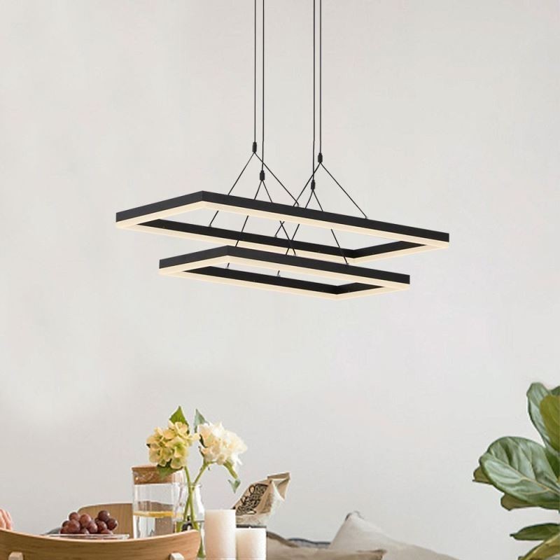 Lampadario LED moderno con cornice nera in acrilico