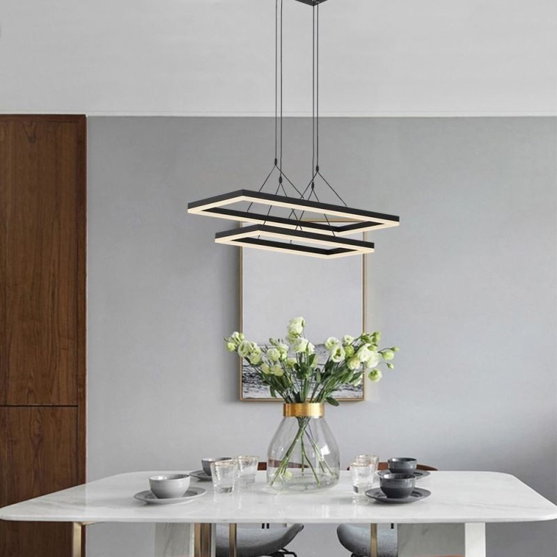 Lampadario LED moderno con cornice nera in acrilico