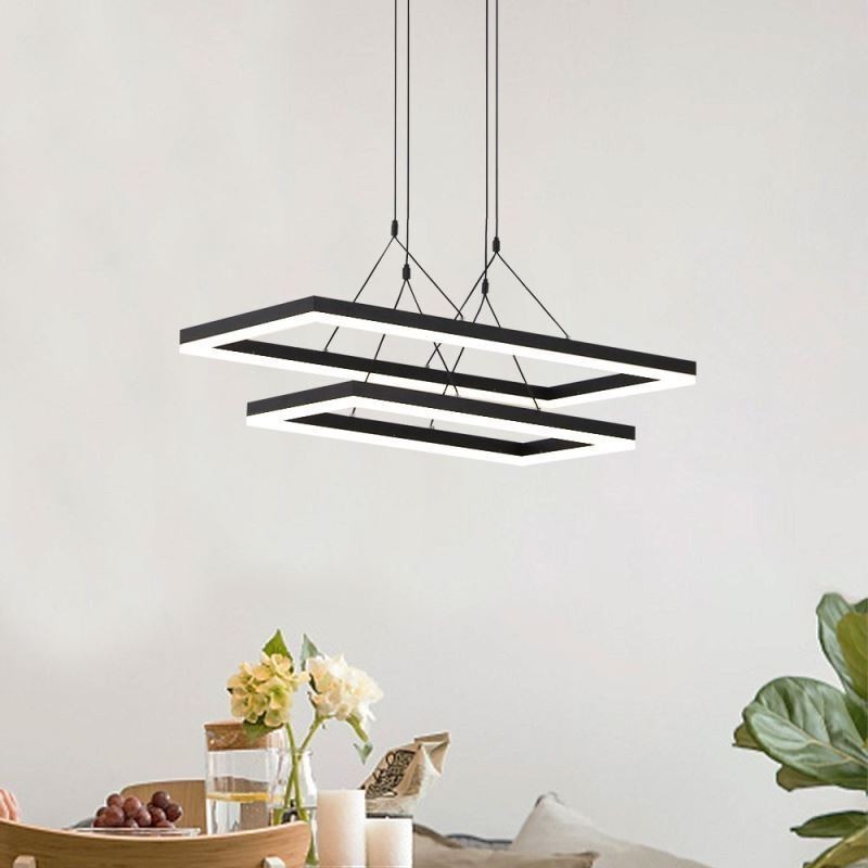 Lampadario LED moderno con cornice nera in acrilico