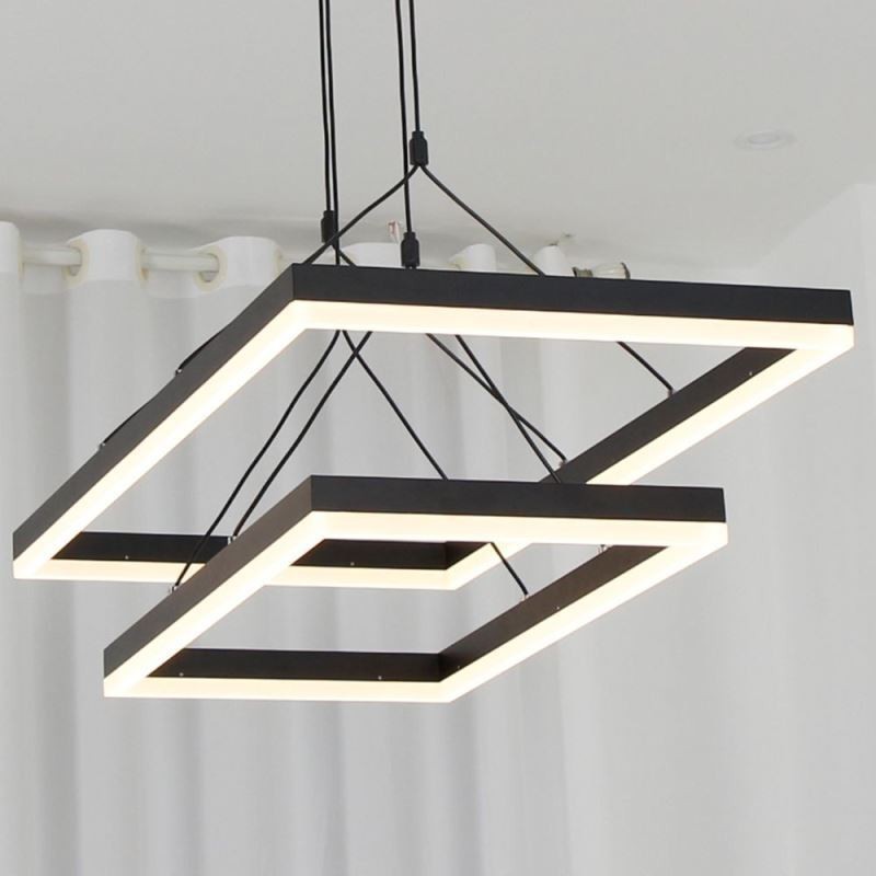 Lampadario LED moderno con cornice nera in acrilico