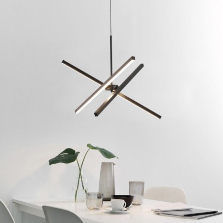 Lampada a sospensione LED moderna dimmerabile a striscia nera