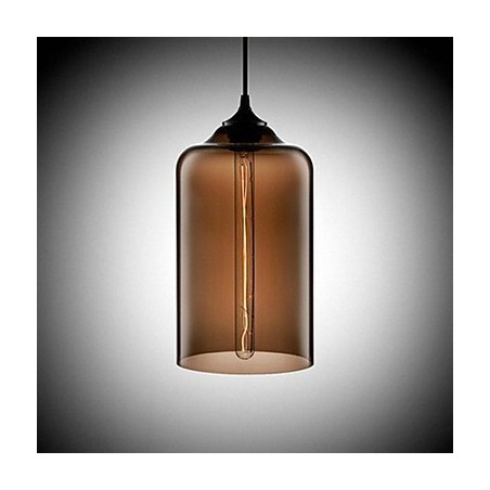 Lampada a sospensione bottiglia 1 luce in ferro verniciato e vetro