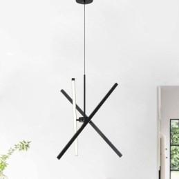 Lampada a sospensione LED moderna dimmerabile a striscia nera