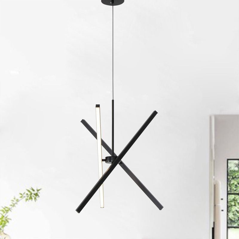 Lampada a sospensione LED moderna dimmerabile a striscia nera