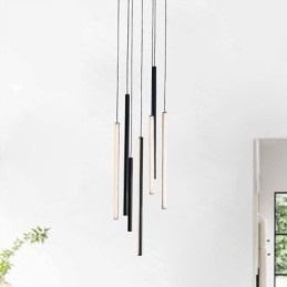 Lampadario a sospensione LED moderno a striscia lunga per duplex