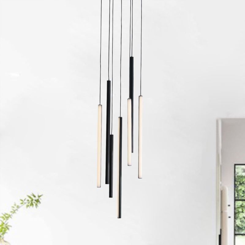 Lampadario a sospensione LED moderno a striscia lunga per duplex
