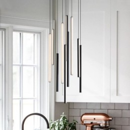 Lampadario a sospensione LED moderno a striscia lunga per duplex