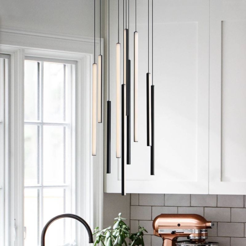 Lampadario a sospensione LED moderno a striscia lunga per duplex