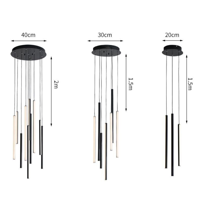 Lampadario a sospensione LED moderno a striscia lunga per duplex