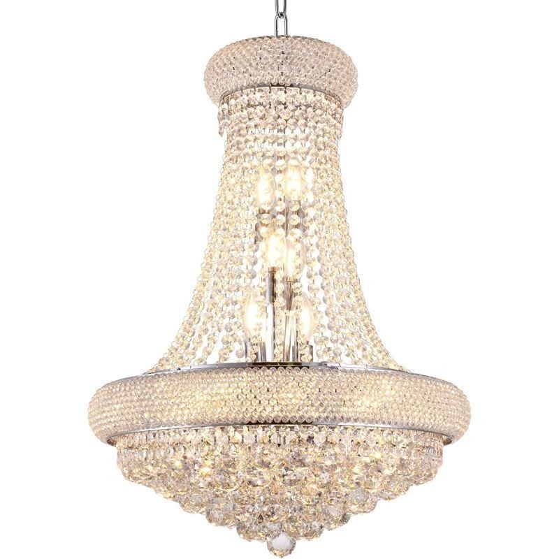 Lampadario a corona in cristallo, 14 luci, 60 x 60 x 80 cm