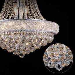 Lampadario a corona in cristallo, 14 luci, 60 x 60 x 80 cm