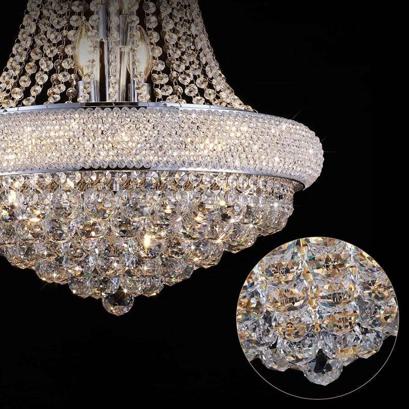 Lampadario a corona in cristallo, 14 luci, 60 x 60 x 80 cm