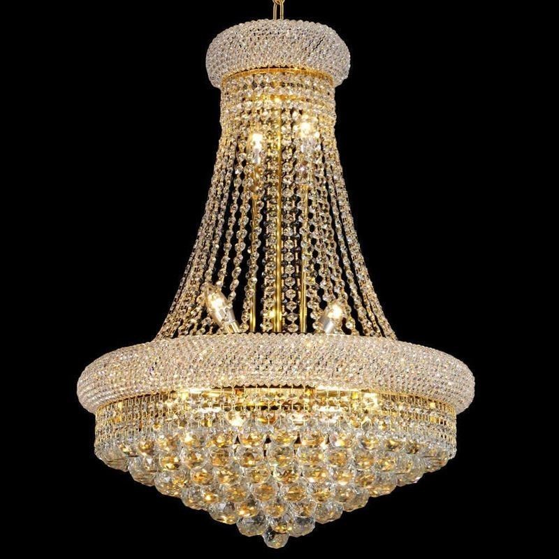 Lampadario a corona in cristallo, 14 luci, 60 x 60 x 80 cm