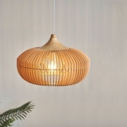 Lampadario a sospensione a forma di zucca in legno