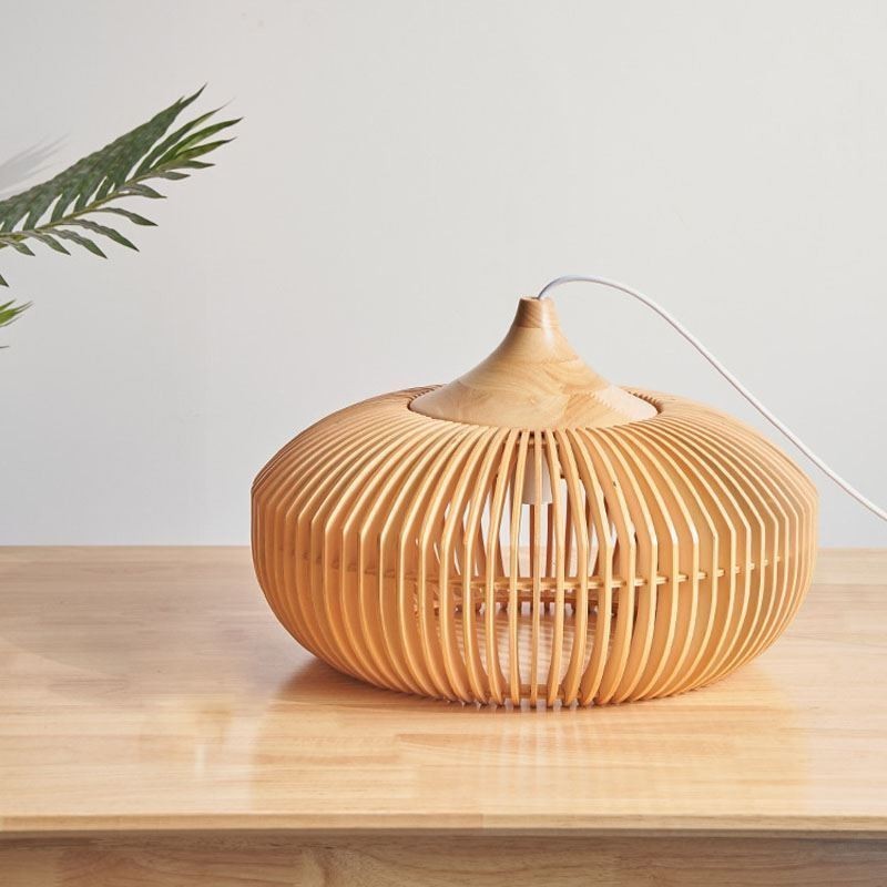 Lampadario a sospensione a forma di zucca in legno