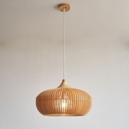 Lampadario a sospensione a forma di zucca in legno