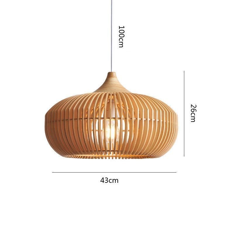 Lampadario a sospensione a forma di zucca in legno
