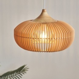 Lampadario a sospensione a forma di zucca in legno