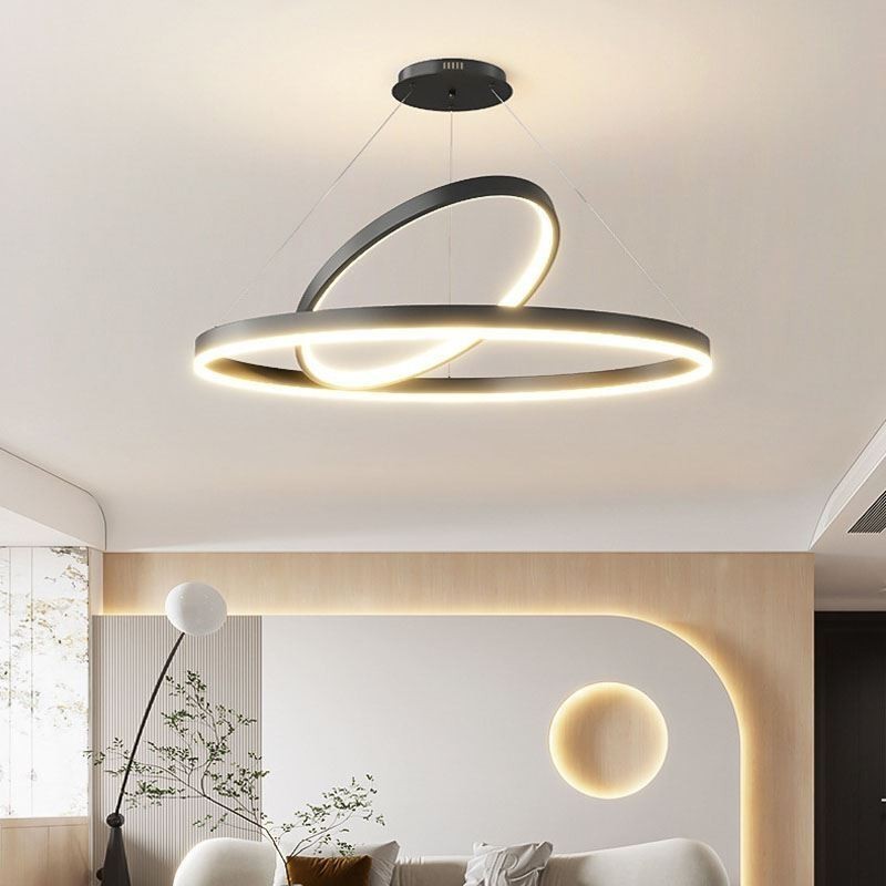 Lampada a sospensione moderna ad anelli circolari in acrilico