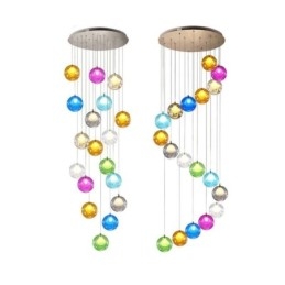 Lampadario moderno a sfere di vetro colorato
