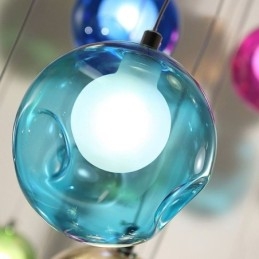 Lampadario moderno a sfere di vetro colorato