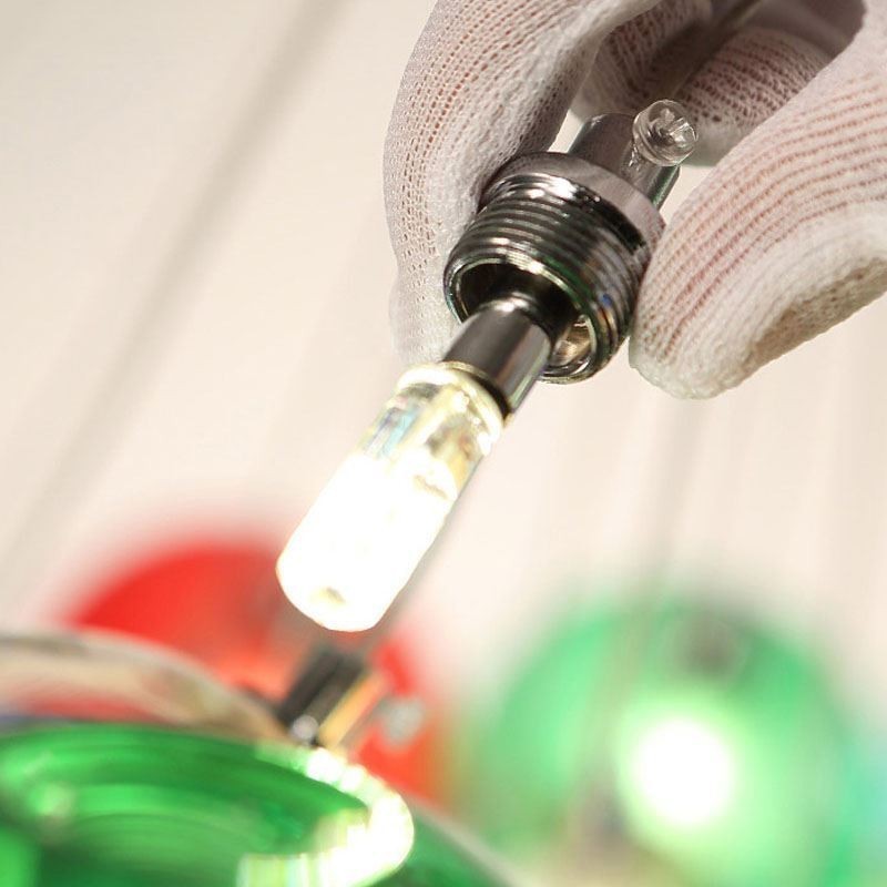 Lampadario moderno a sfere di vetro colorato