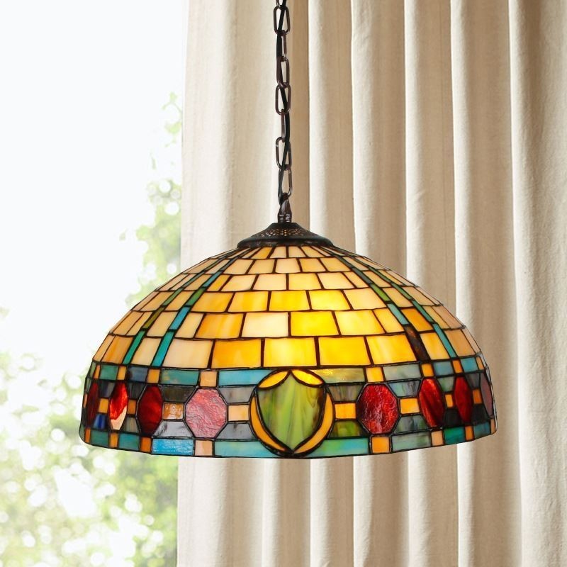 Lampada a sospensione vintage in vetro colorato a 3 luci E26/E27
