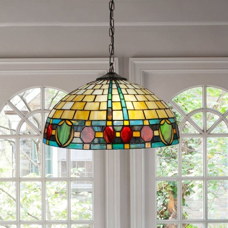 Lampada a sospensione vintage in vetro colorato a 3 luci E26/E27