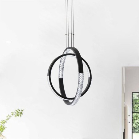 Lampadario a sospensione moderno a 2 anelli LED 50W 50x50 cm
