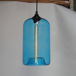 Lampada a sospensione bottiglia minimalista 1 luce in ferro dipinto