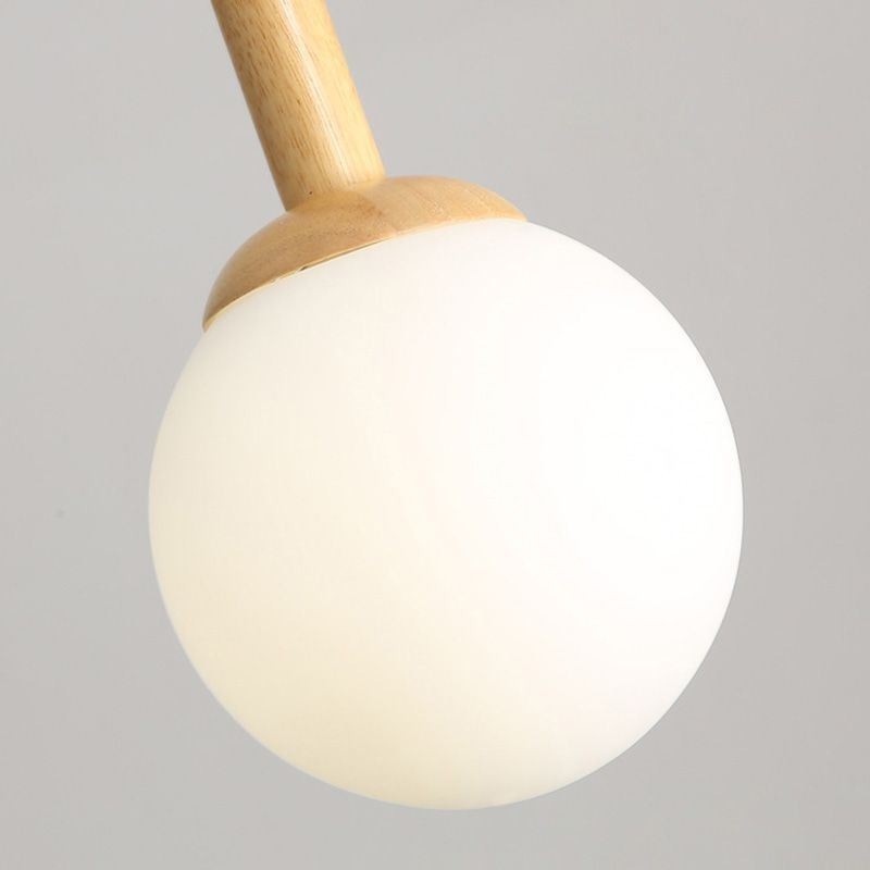 Lampada a sospensione giapponese in legno e vetro, 3/7 luci, E26/E27