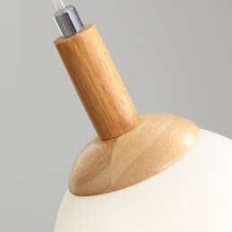 Lampada a sospensione giapponese in legno e vetro, 3/7 luci, E26/E27