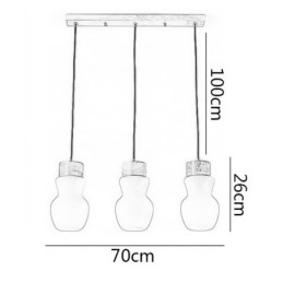 Lampada a sospensione giapponese in vetro e legno 3 luci E26/E27 70x26 cm