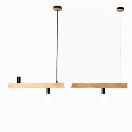 Lampadario a sospensione giapponese in legno a 5 luci E26/E27, 120x10 cm