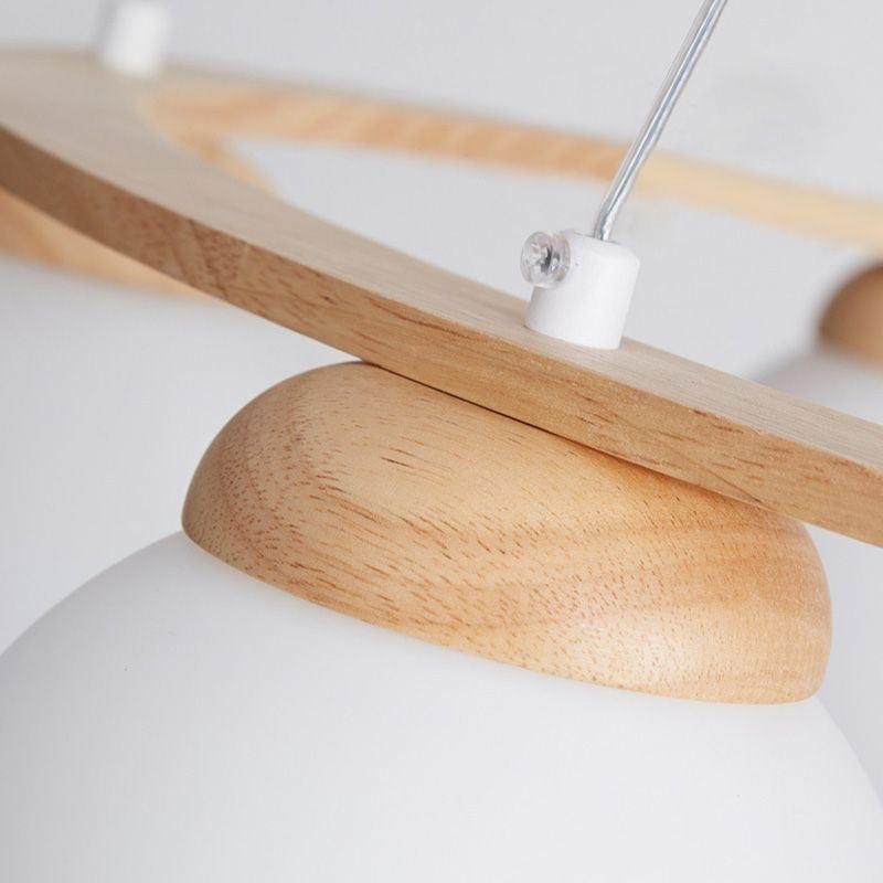 Lampadario a sospensione giapponese Molecola in legno e vetro