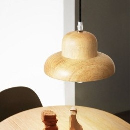 Lampada a sospensione giapponese in legno E26/E27, cavo regolabile 120 cm