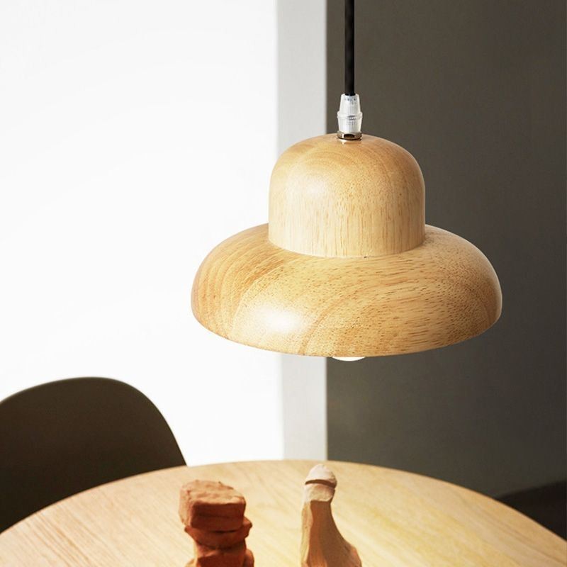 Lampada a sospensione giapponese in legno E26/E27, cavo regolabile 120 cm