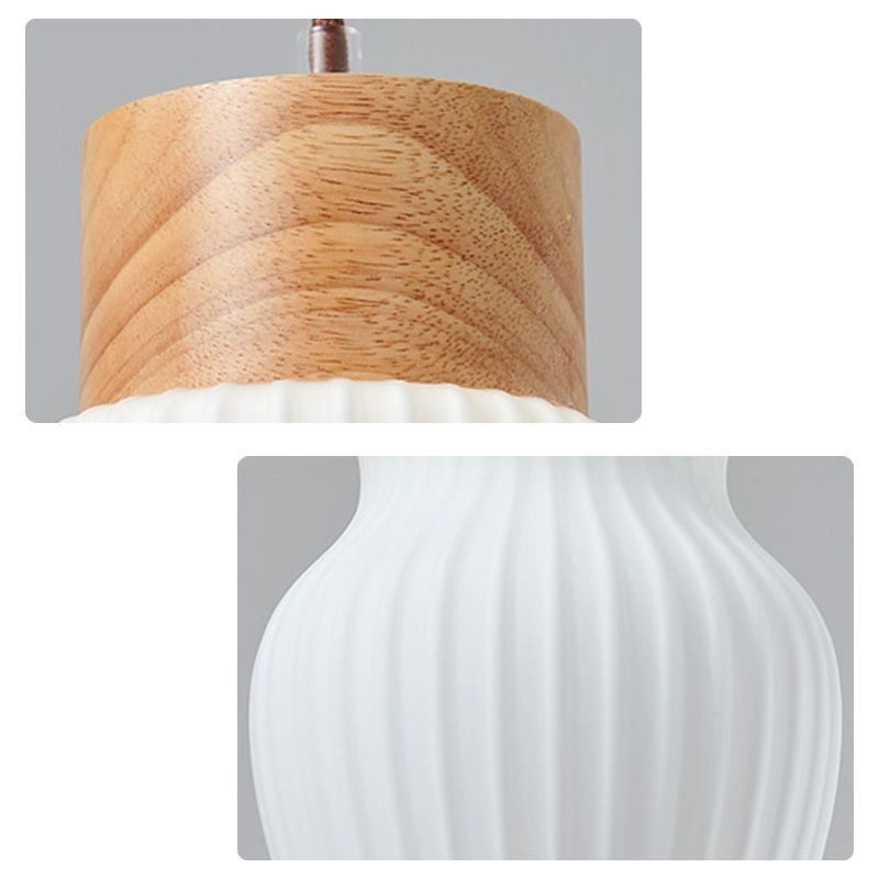 Lampada a sospensione giapponese in legno e vetro E26/E27 1 luce 15×26 cm