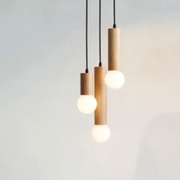Lampada a sospensione giapponese in legno a 3 luci
