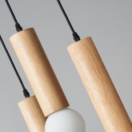 Lampada a sospensione giapponese in legno a 3 luci
