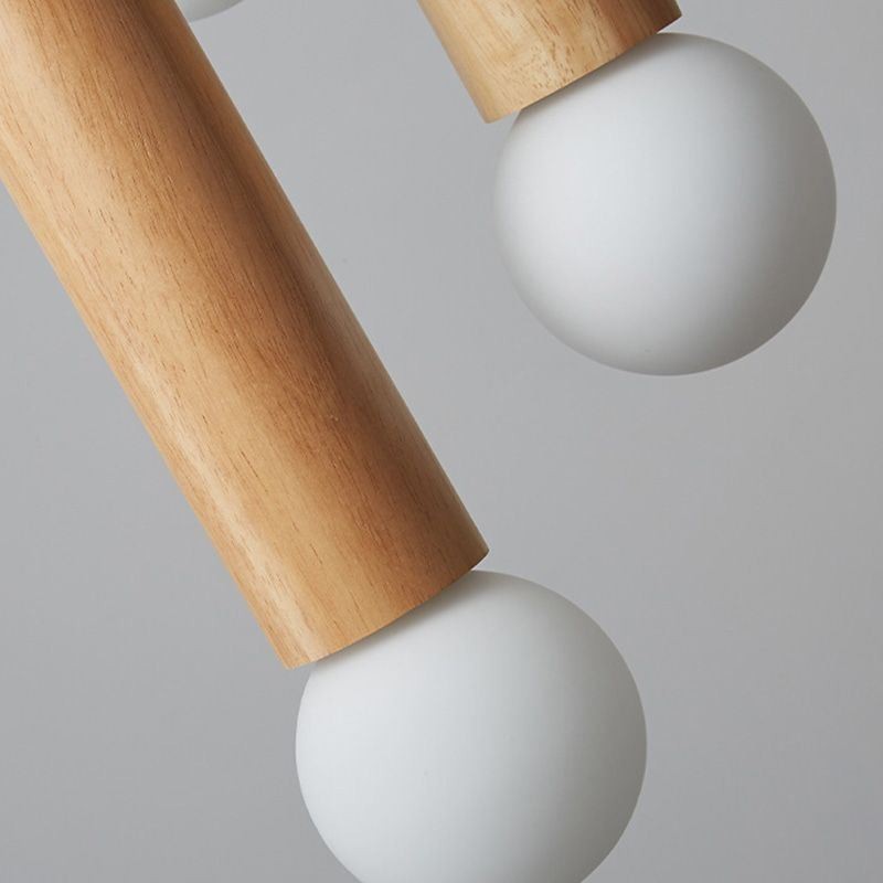 Lampada a sospensione giapponese in legno a 3 luci