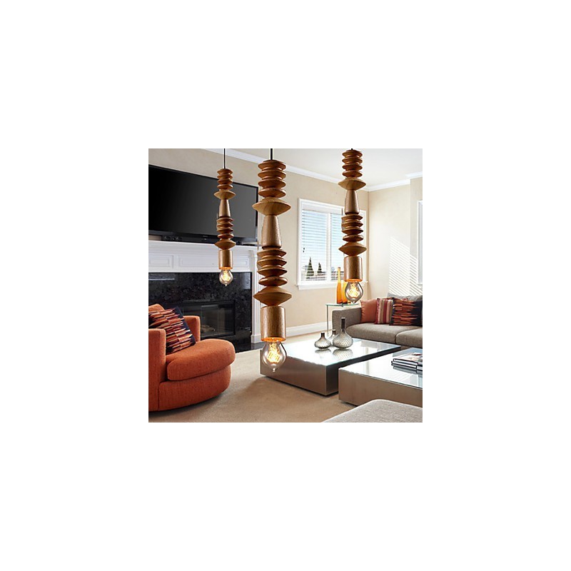 Lampadario mini classico tradizionale in legno e bambù