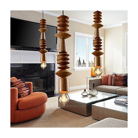 Lampadario mini classico tradizionale in legno e bambù
