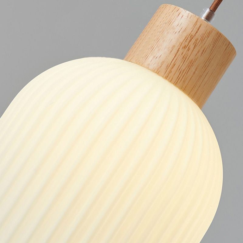 Lampada a sospensione giapponese in legno e vetro, E26/E27, cavo 100 cm