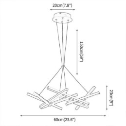Lampadario a sospensione moderno a forma di ramo d'albero, 8 luci LED, 60 x 23 cm