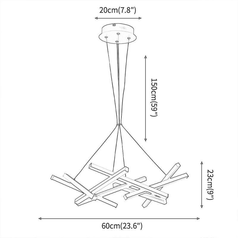 Lampadario a sospensione moderno a forma di ramo d'albero, 8 luci LED, 60 x 23 cm