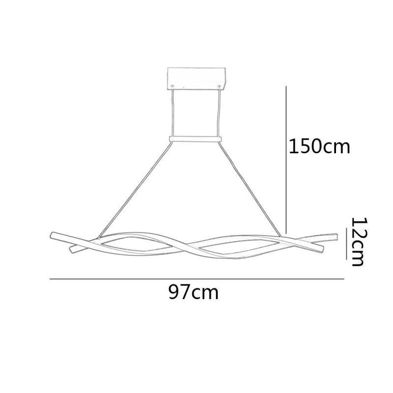 Lampada a sospensione LED moderna Twist, 30W, 2400 lm, 97x12 cm, cavo 150 cm, dimmerabile 3000-6000K